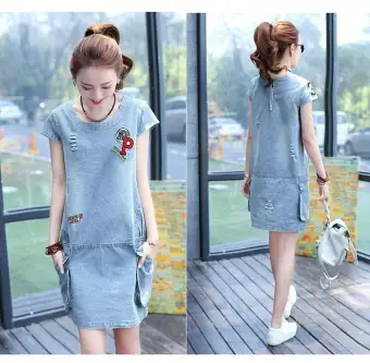 denim cap sleeve dress