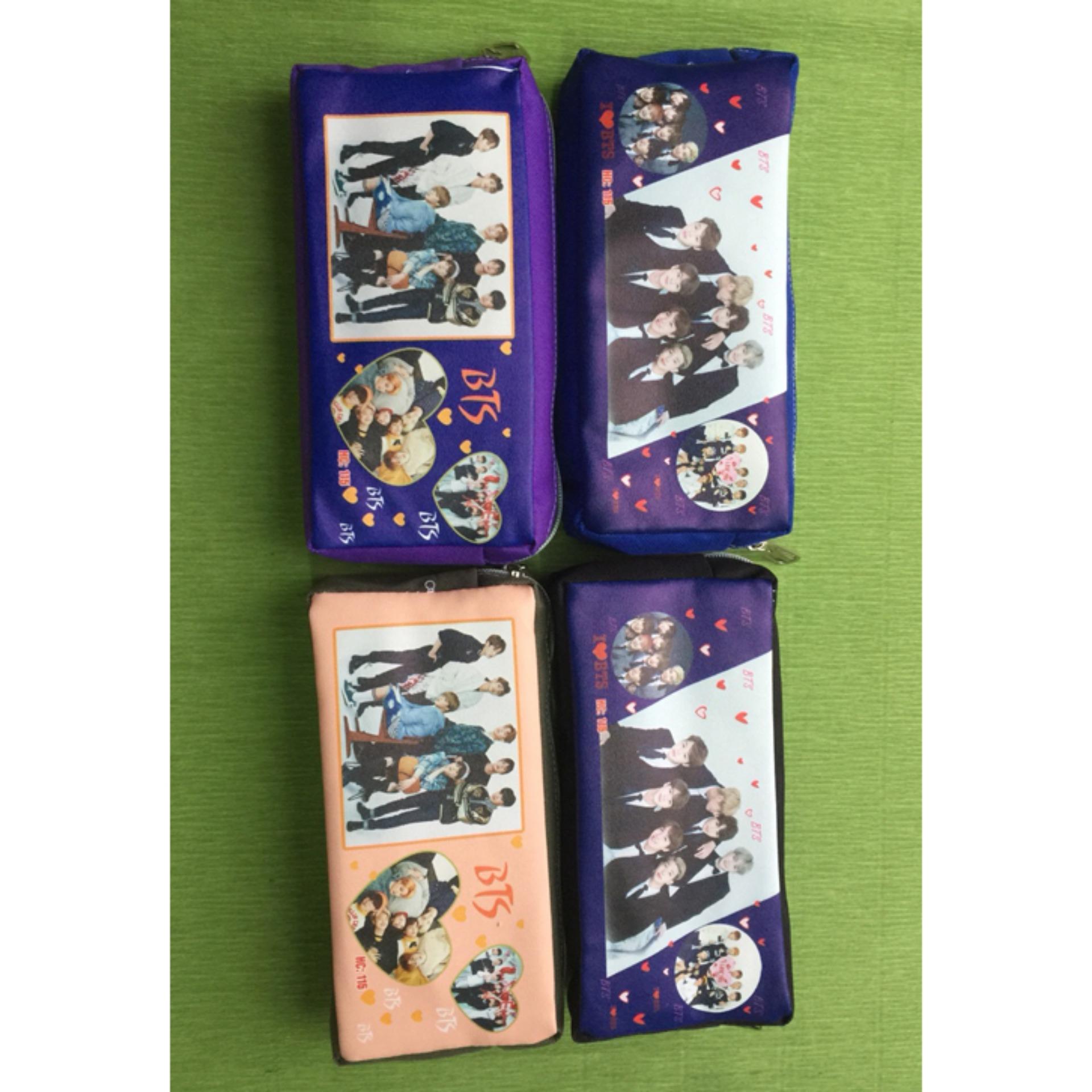 Bóp BTS vải – hợp đựng bút viết BTS ,..in hình BTS tặng 1 móc khóa  in hình Jin