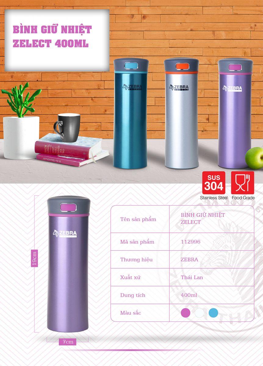 Bình giữ nhiệt Zebra 400ml 112996 (Xanh)