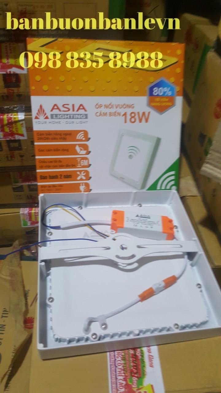 ĐÈN ỐP TRẦN VUÔNG CẢM BIẾN 18W ASIA