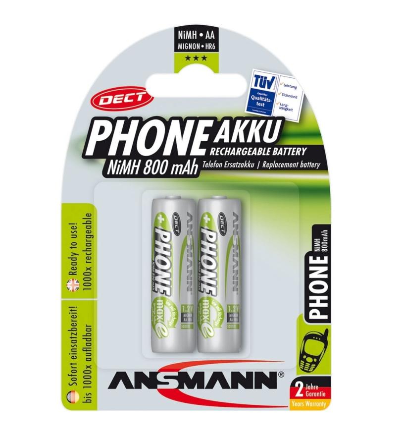 Bộ 2 pin sạc ANSMANN AA 800mAh