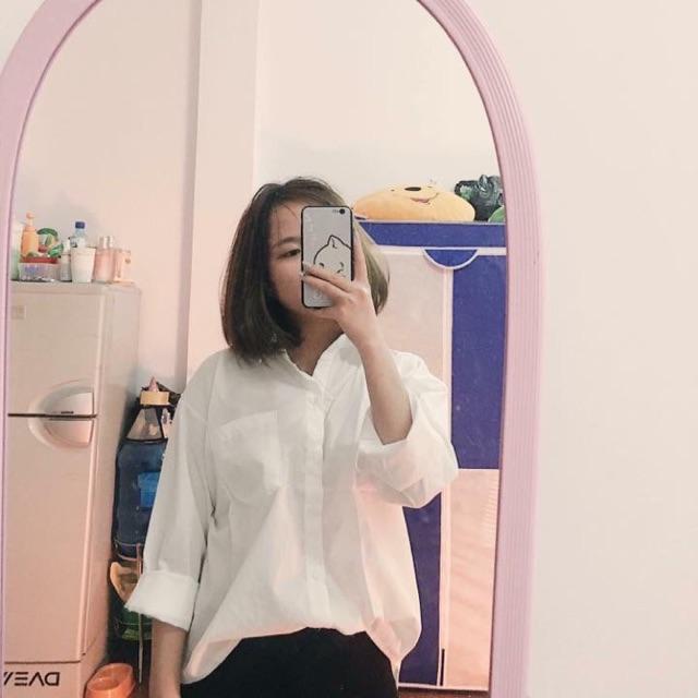 Áo sơ mi trơn dáng rộng