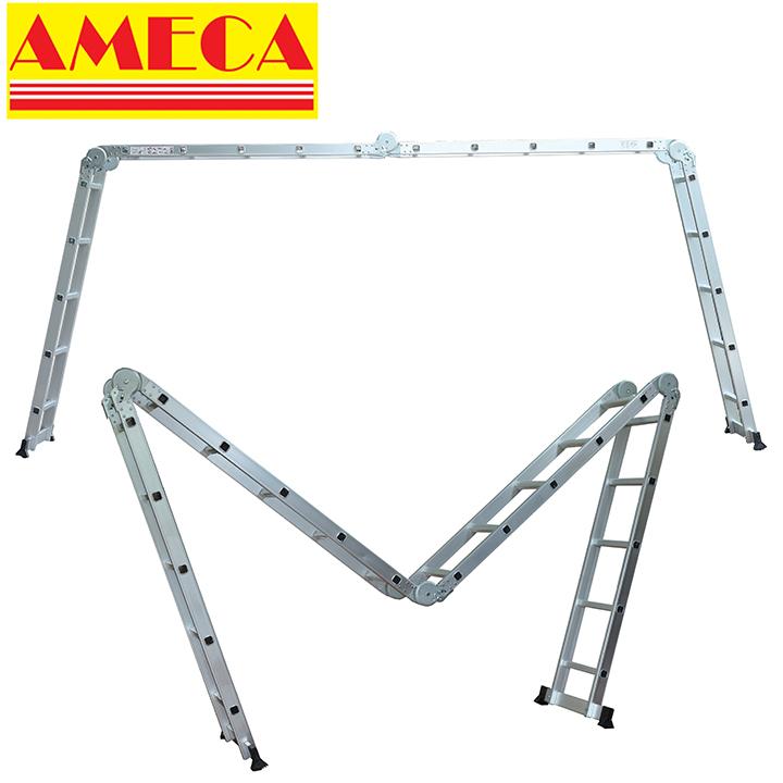 Thang nhôm gấp 4 đoạn AMECA M205 - 5 bậc 5,8m