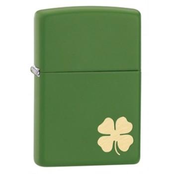 Bật lửa Zippo cỏ 4 lá may mắn sơn xanh