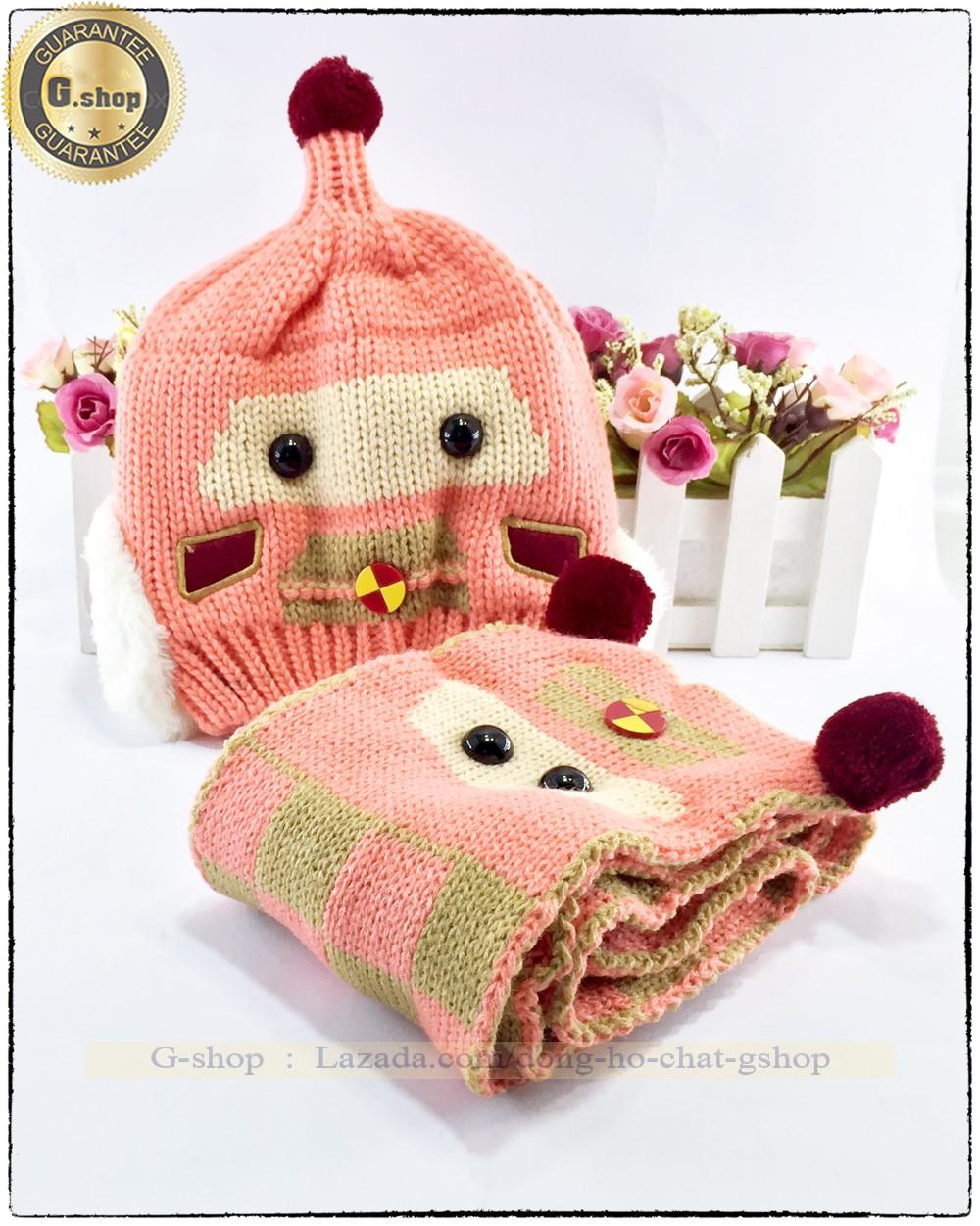 SET MŨ+KHĂN LEN 2 LỚP LÓT LÔNG CỪU ẤM ÁP CHO BÉ