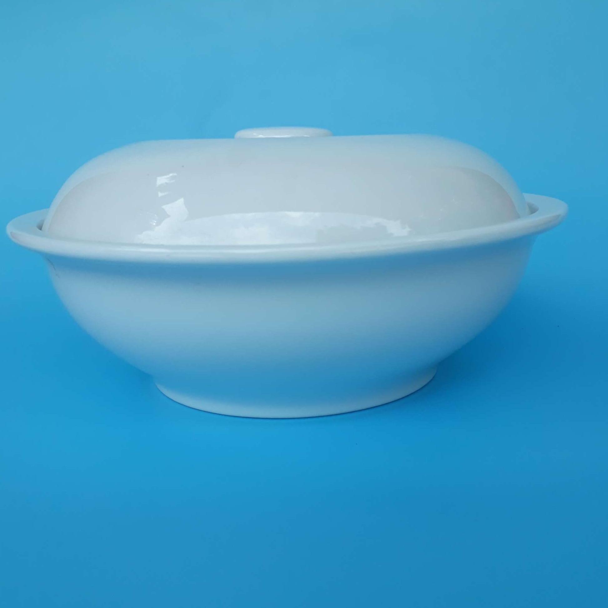 Thố sứ - Âu cơm sứ Hải Dương  có nắp ( Trắng)