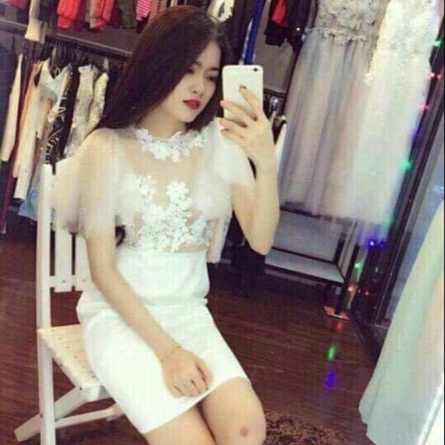 Đầm body thân lưới phối ren sexy 