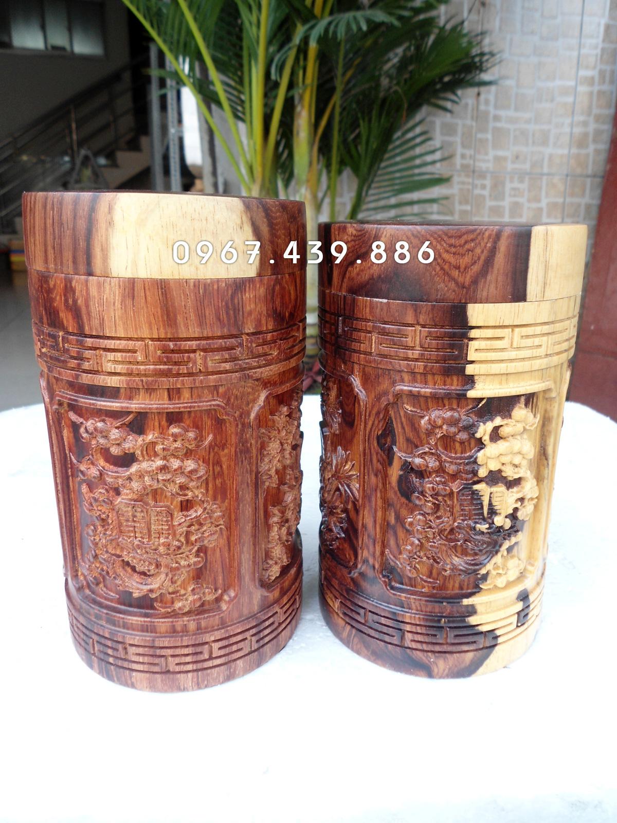 Hộp trà gỗ cẩm lai - Mẫu Tứ Quý
