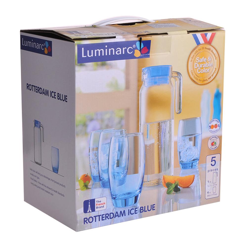 Bộ bình ly thủy tinh 5 món Luminarc Rotterdame Ice Blue J1799