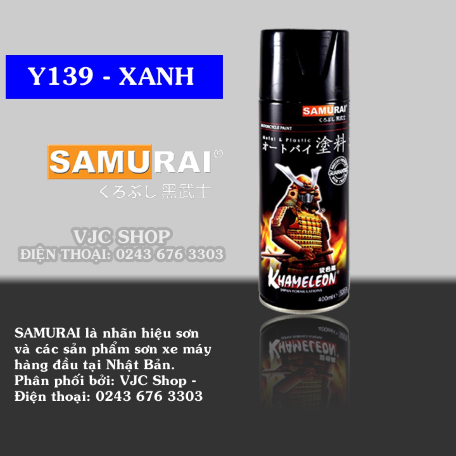 Chai sơn xịt sơn xe máy Samurai màu xanh