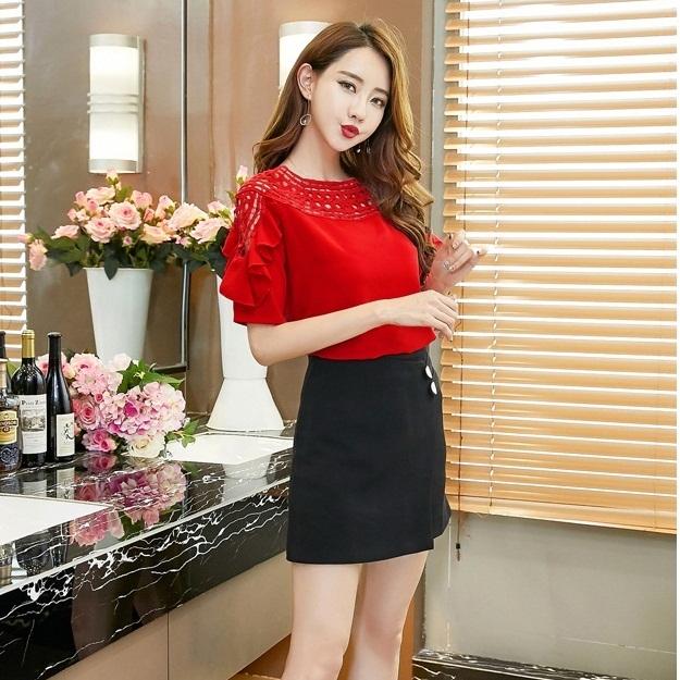 Hàng Nhập : ÁO KIỂU CỔ PHỐI REN, MODEL MỚI – AK 042
