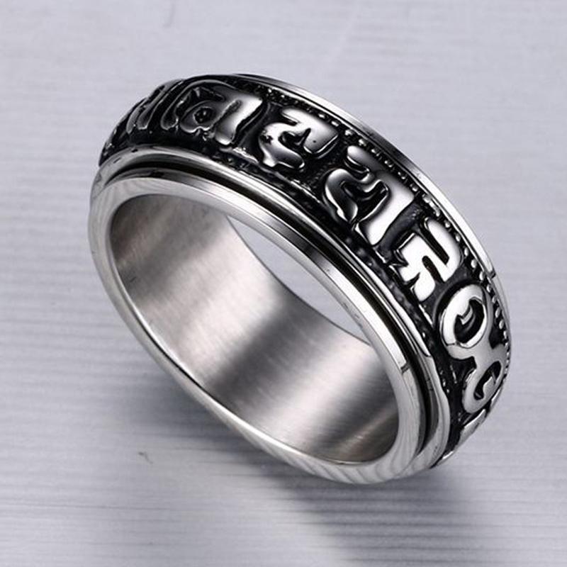 [FREESHIP MAX 15K][HCM]Nhẫn Om Mani Padme Hum N318 (Màu Bạc)
