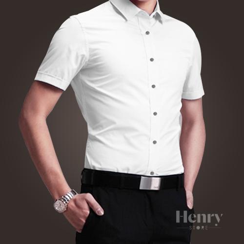 Sơ mi lụa trơn (ngắn trắng) hiện đại