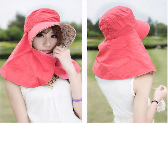 Mũ chống nắng 2 lớp 2 mặt kèm khẩu trang