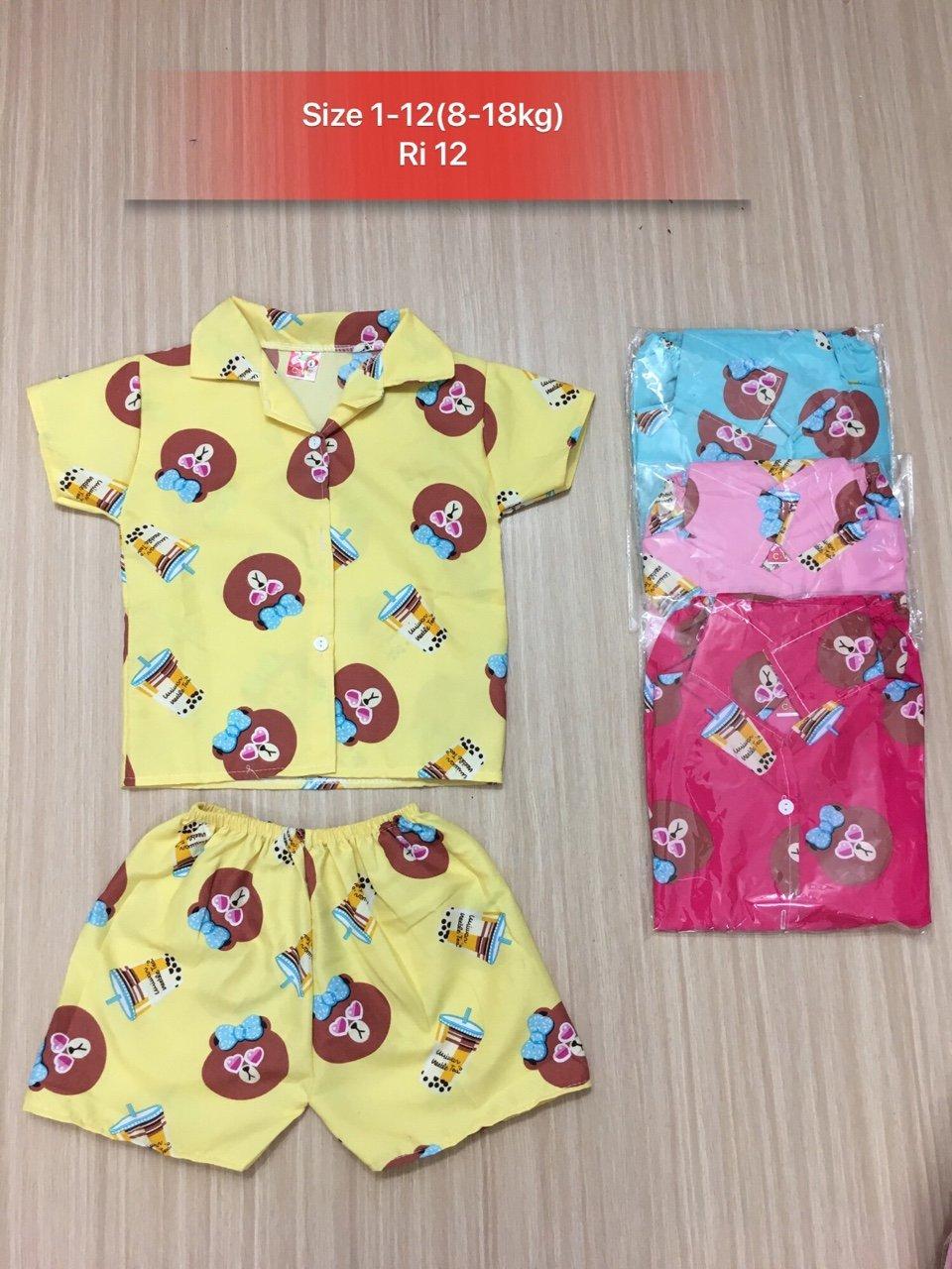 combo 3 bộ đồ pizama cho bé gái 8-25kg