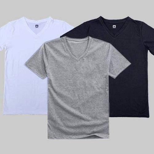 Bộ 3 áo thun nam body cổ tim vải dày mịn thoáng mát phong cách Hàn Quốc ( đen, trắng, xám )