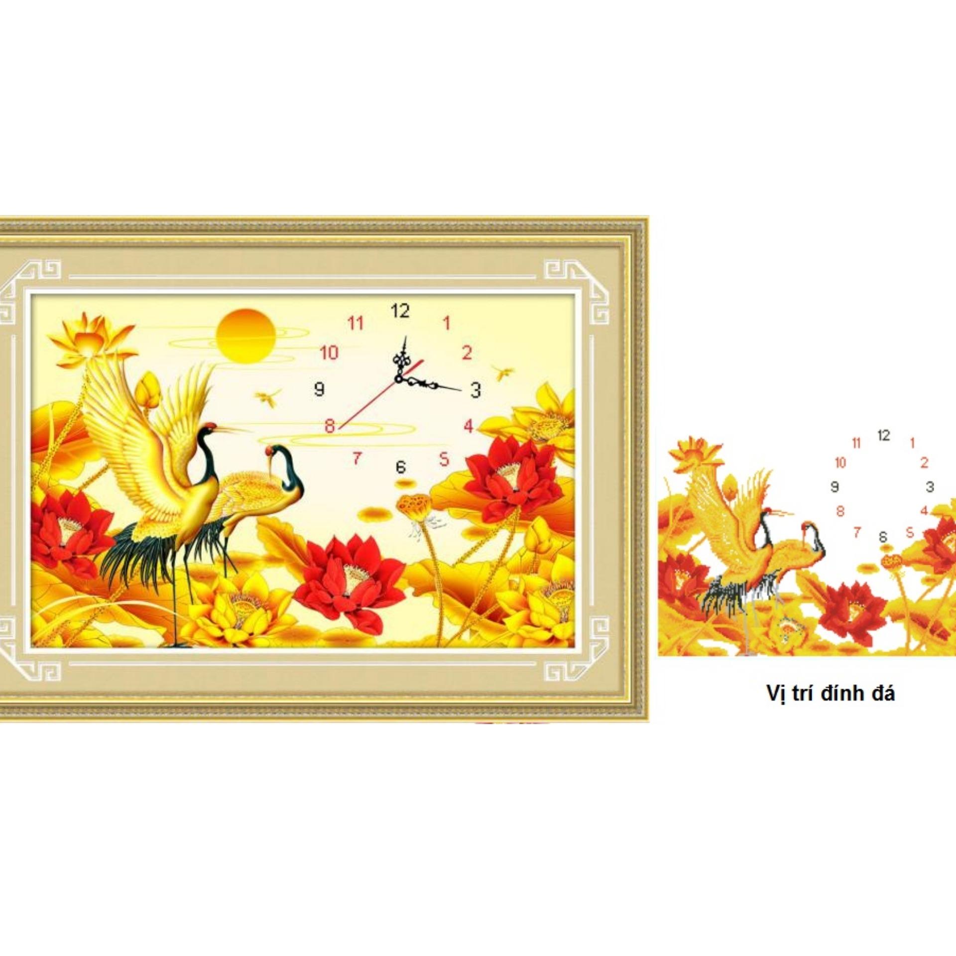 Tranh đính đá đồng hồ hạc DF2466
