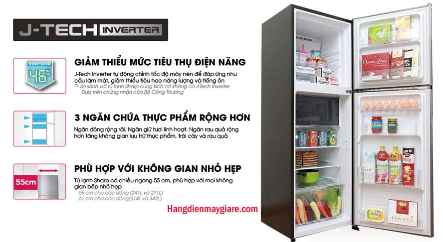 [GIAO TẠI HCM] - Tủ lạnh Sharp Inverter 253 lít SJ-X282AE-SL