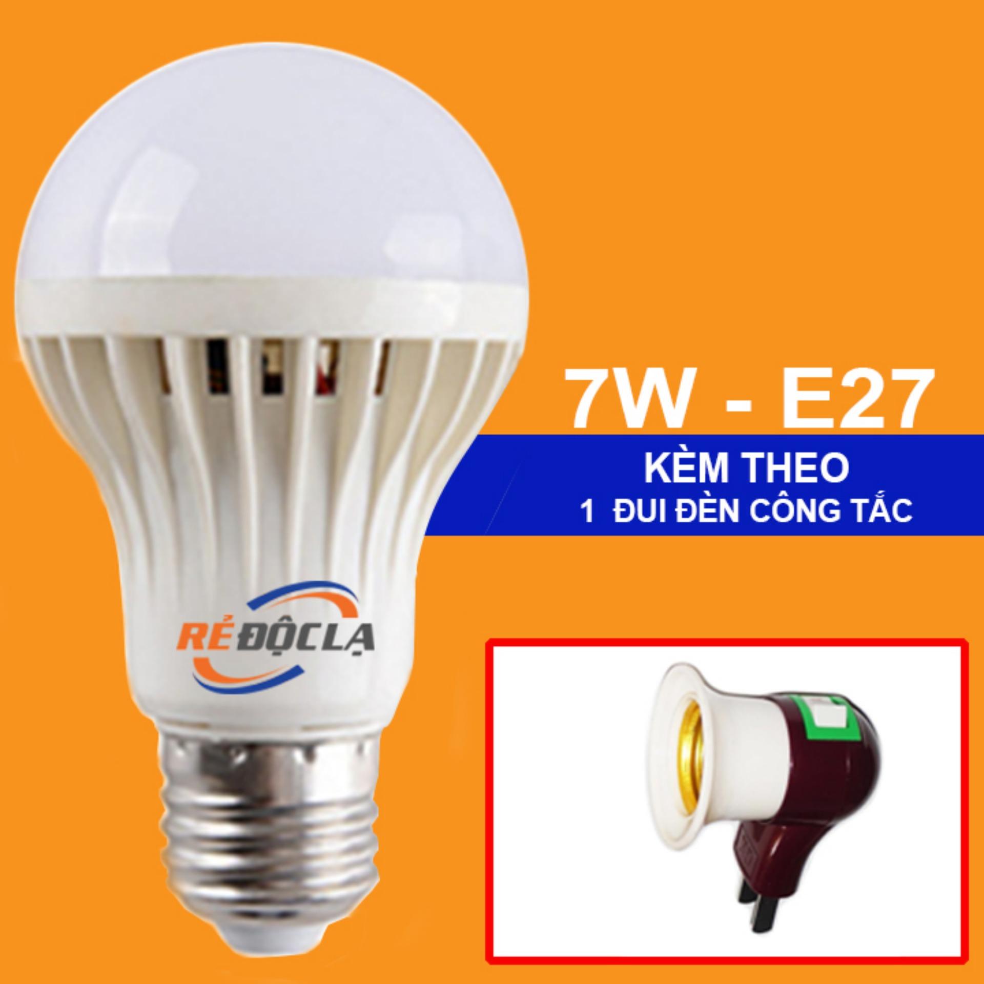 Bóng đèn led bulb 7w + đui đèn công tắc