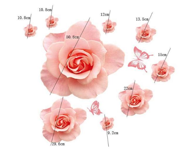 Decan dán tường Hoa hồng phấn bông rời-AY889-69