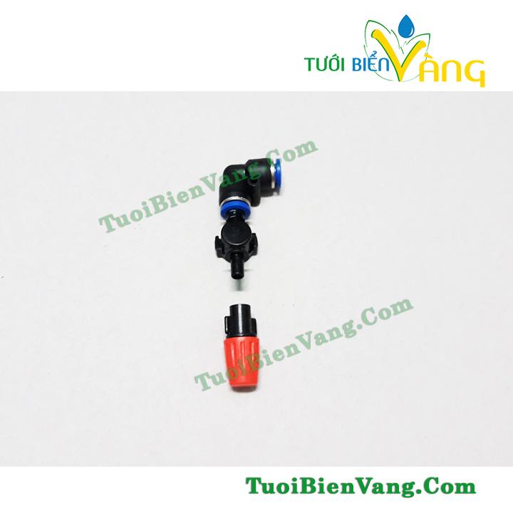 2 béc phun sương đơn cuối nối góc ống hơi 8mm có van áp