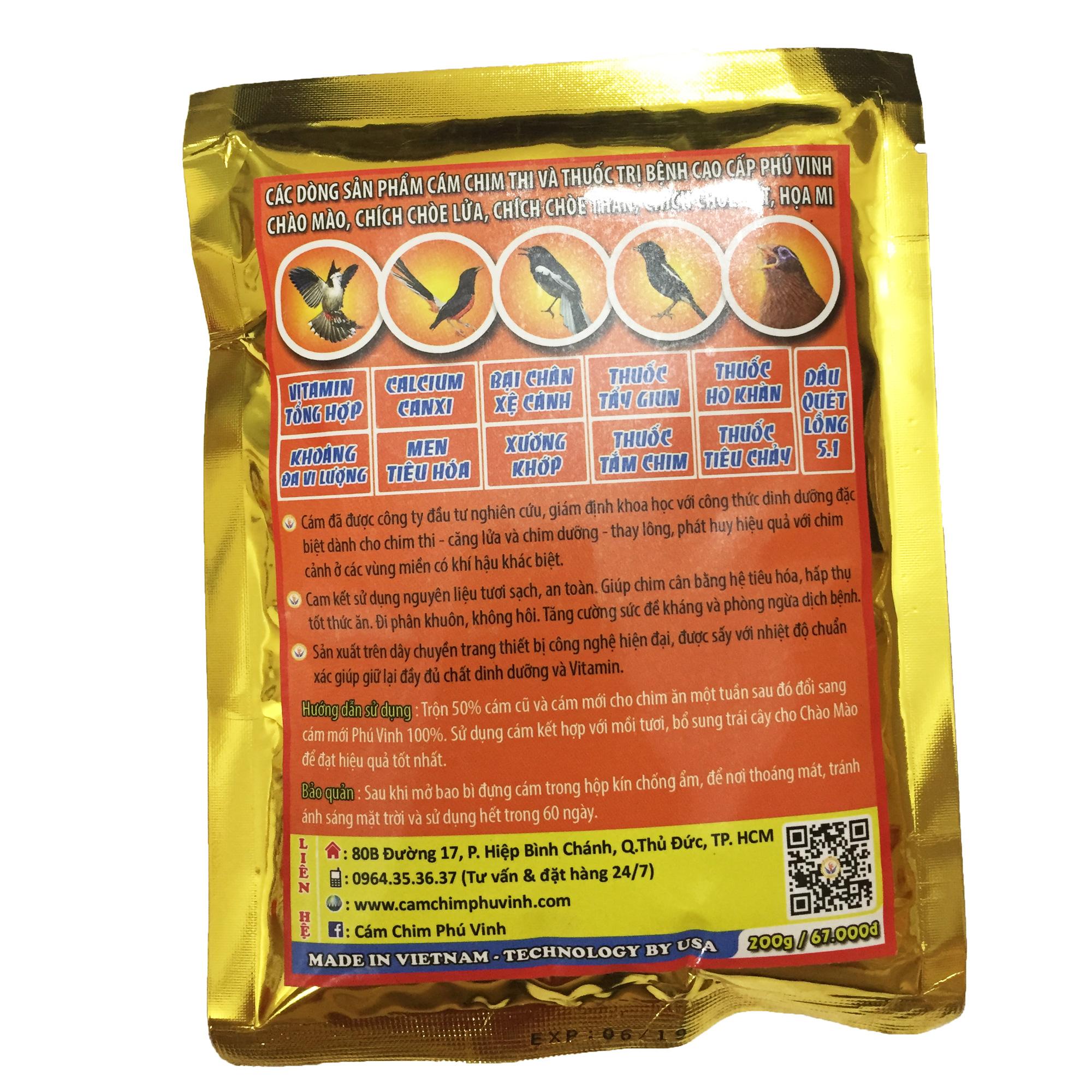 Cám Phú Vinh Chích Chòe Căng Lửa 200g - Thức Ăn Chim Cao Cấp