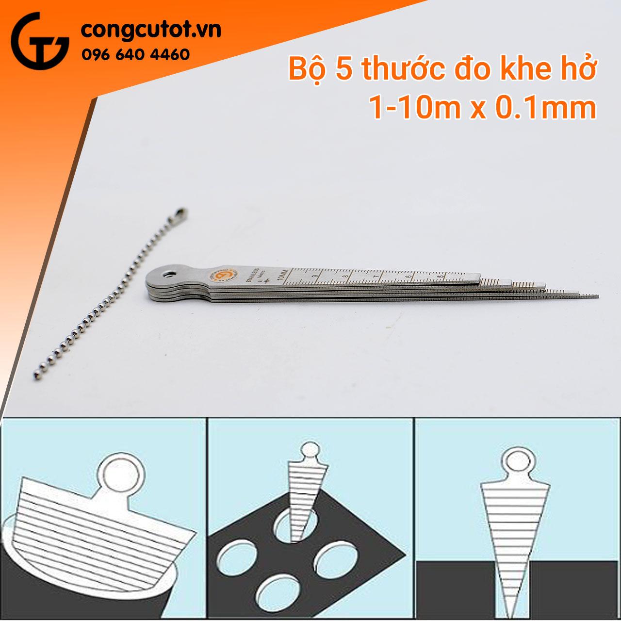 Bộ 5 thước đo khe hở dạng tên