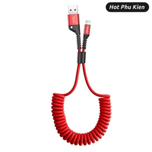 [HCM]Dây cáp sạc lò xo Lightning Cho iPhone iPad Hiệu Baseus thế hệ II đầu sạc bọc cao su chống đứt gẫy trang bị chip sạc thông minh (BH 3 tháng 1 đổi 1) (Màu ngẫu nhiên đen hoặc đỏ) - Phân phối HotPhuKien