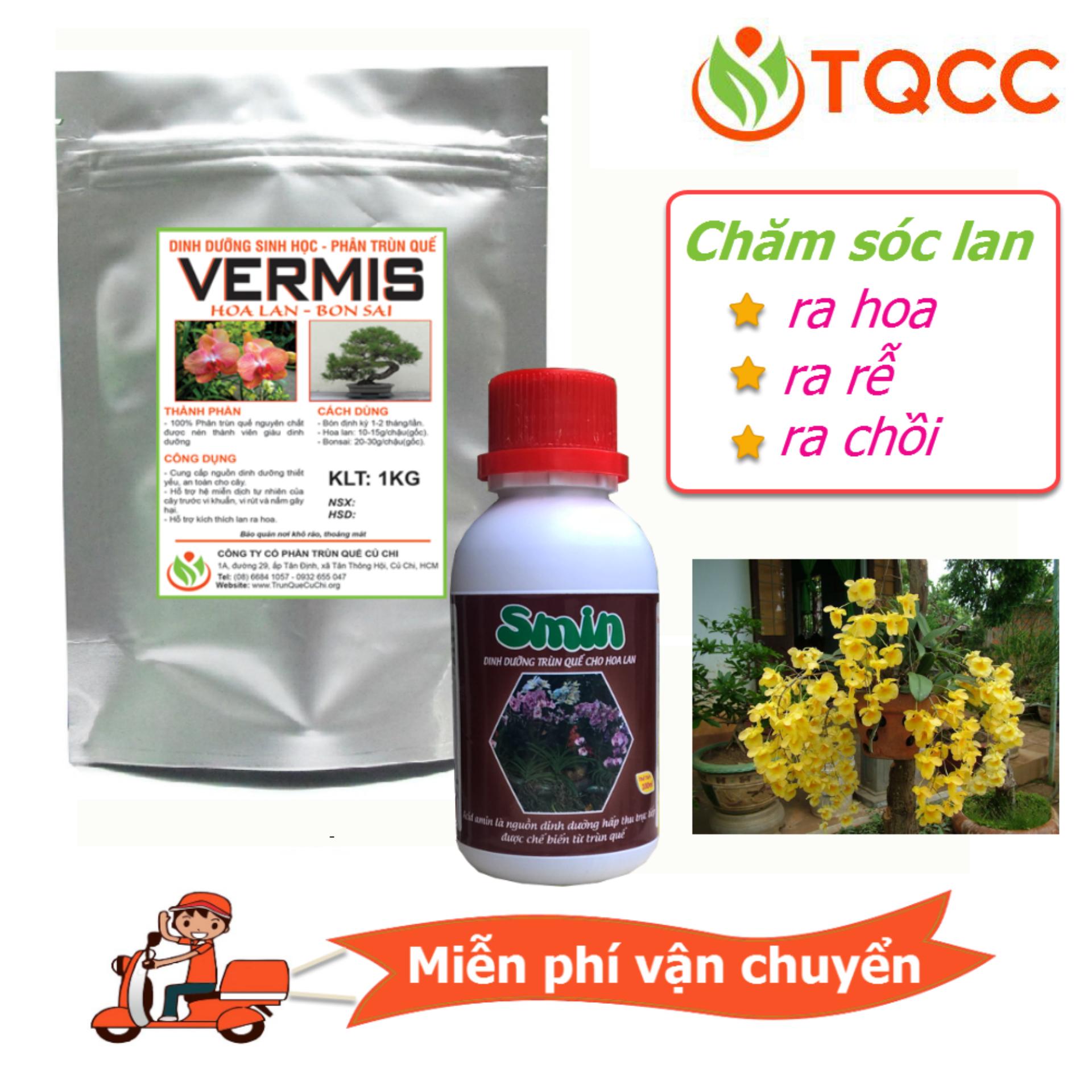 [HCM]Bộ chăm sóc hoa lan Ra Hoa bền và đẹp (1 gói Vermis 1kg + 1 chai smin 100ml)