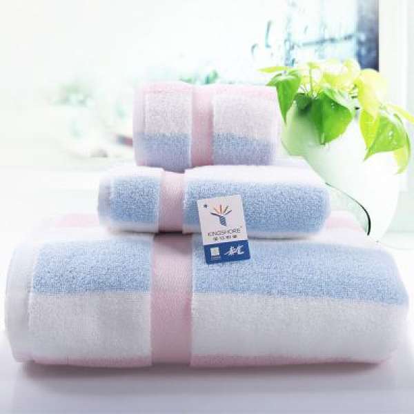 KING SHORE Giản Lược 100% Cotton Vân Sọc Mềm Mại Khăn Vuông Khăn Mặt