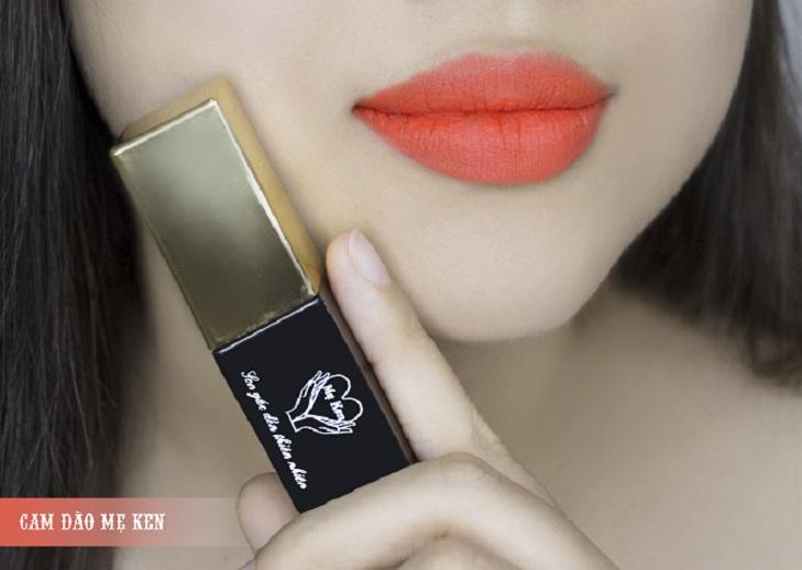 Son kem gấc dền mẹ ken combo 1 son 1 dưỡng màu cam đào-chất son lỳ bền màu an toàn tươi mướt môi