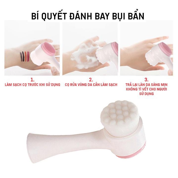 Cọ massage rửa mặt 2 đầu 3D thông minh