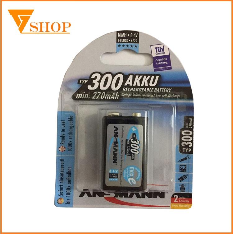 1 vỉ pin sạc 9V Ansmann 270mAh (1 vỉ 1 viên)