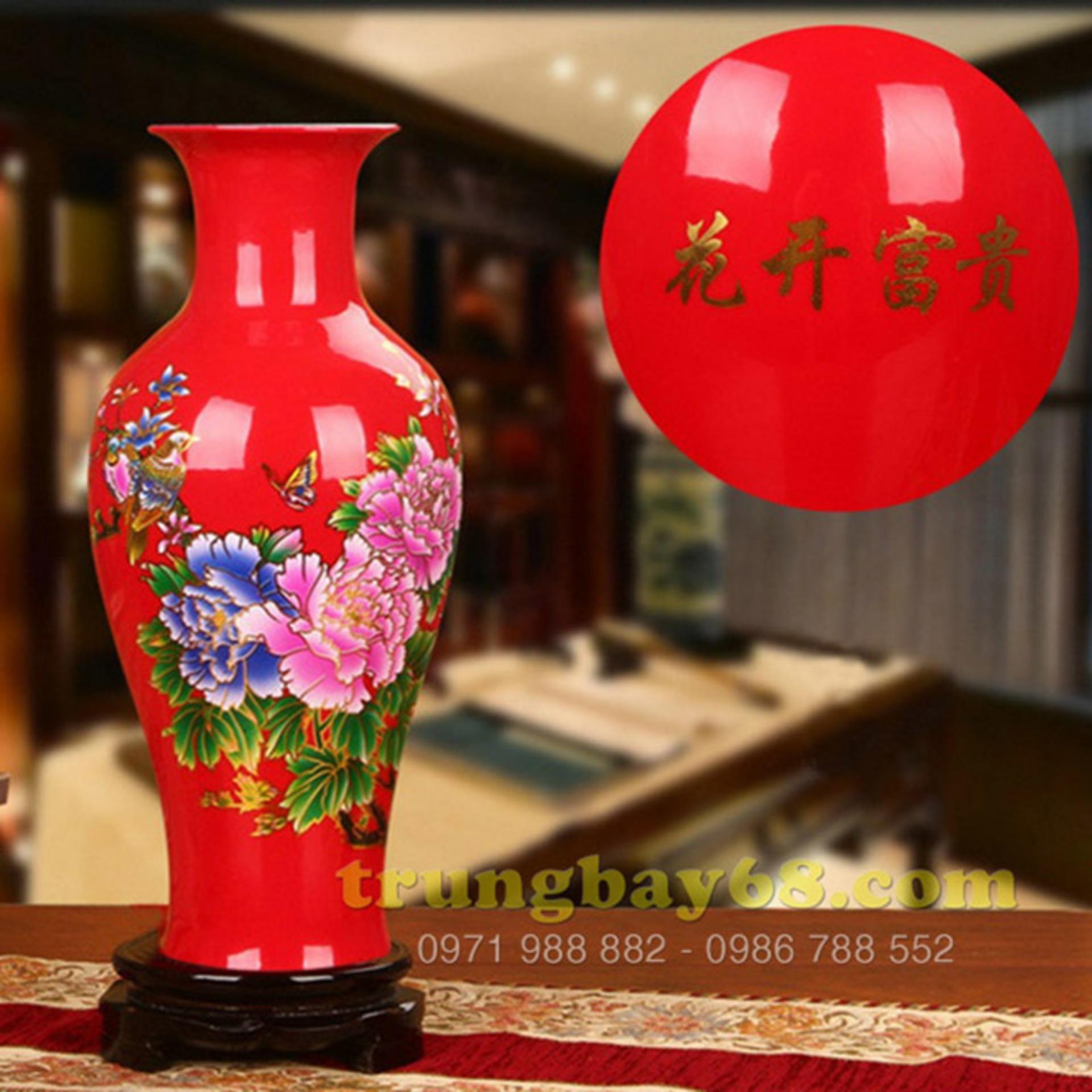 Bình hoa gốm sứ màu đỏ, dùng trang trí cho ngôi nhà của bạn, MS-xzgh007-R-1