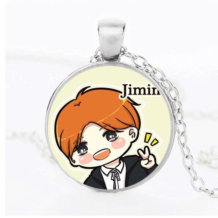 Dây chuyền mặt chibi BTS cute (dây bạc)