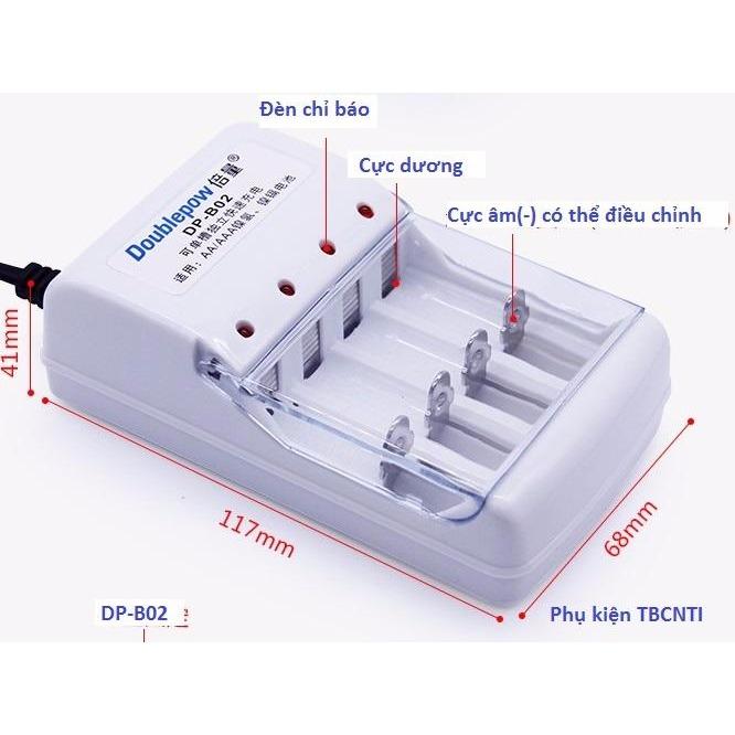 Combo sạc Doublepow DP-B02 và 4 pin tiểu sạc Doublepow AA 1200mAh
