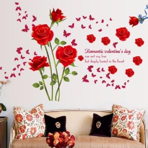 Decal dán tường hoa hồng rose