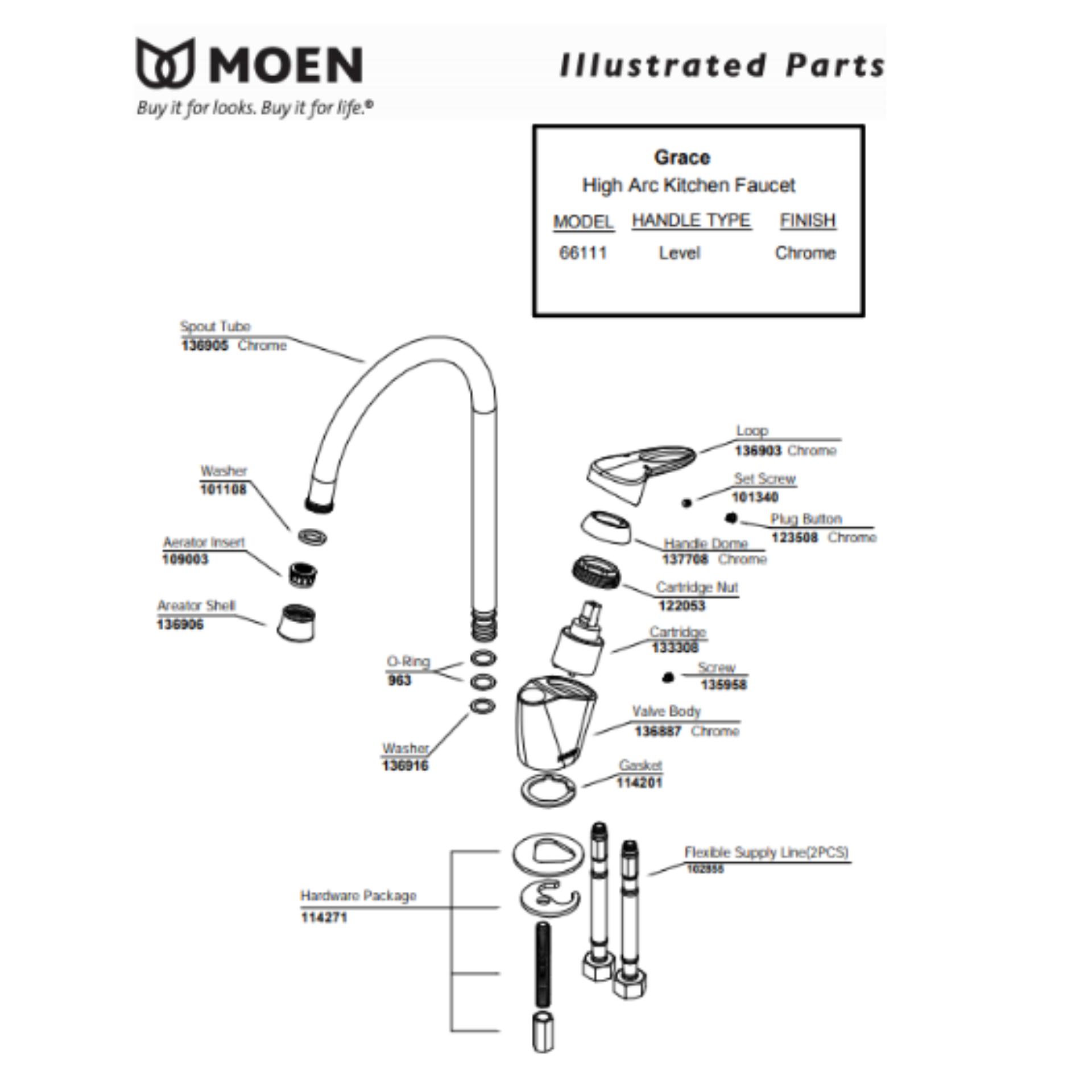 Vòi rửa chén nóng lạnh moen model: v66111