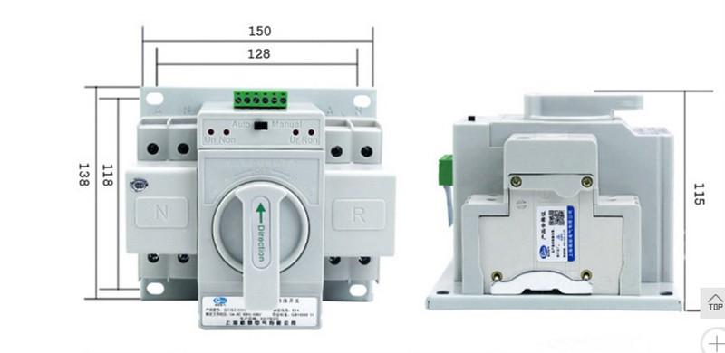 ATS Thiết bị chuyển mạch tự động 1 pha 63A/220V,Bộ chuyển đổi nguồn điện tự động ATS, cầu dao đảo chiều tự động ATS, ATS 1 pha