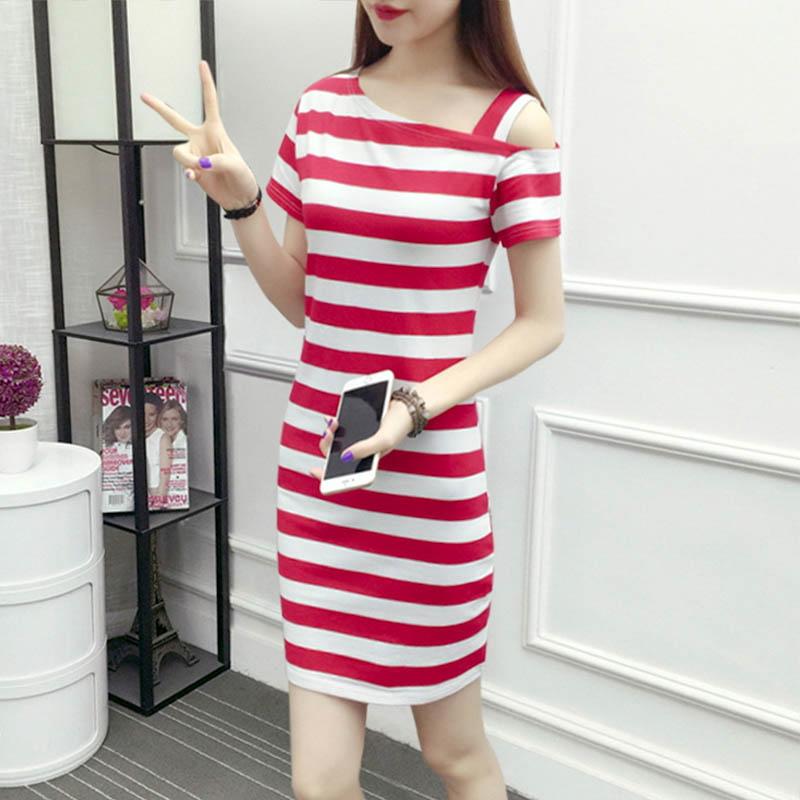 Đầm suông sọc ngắn tay D02