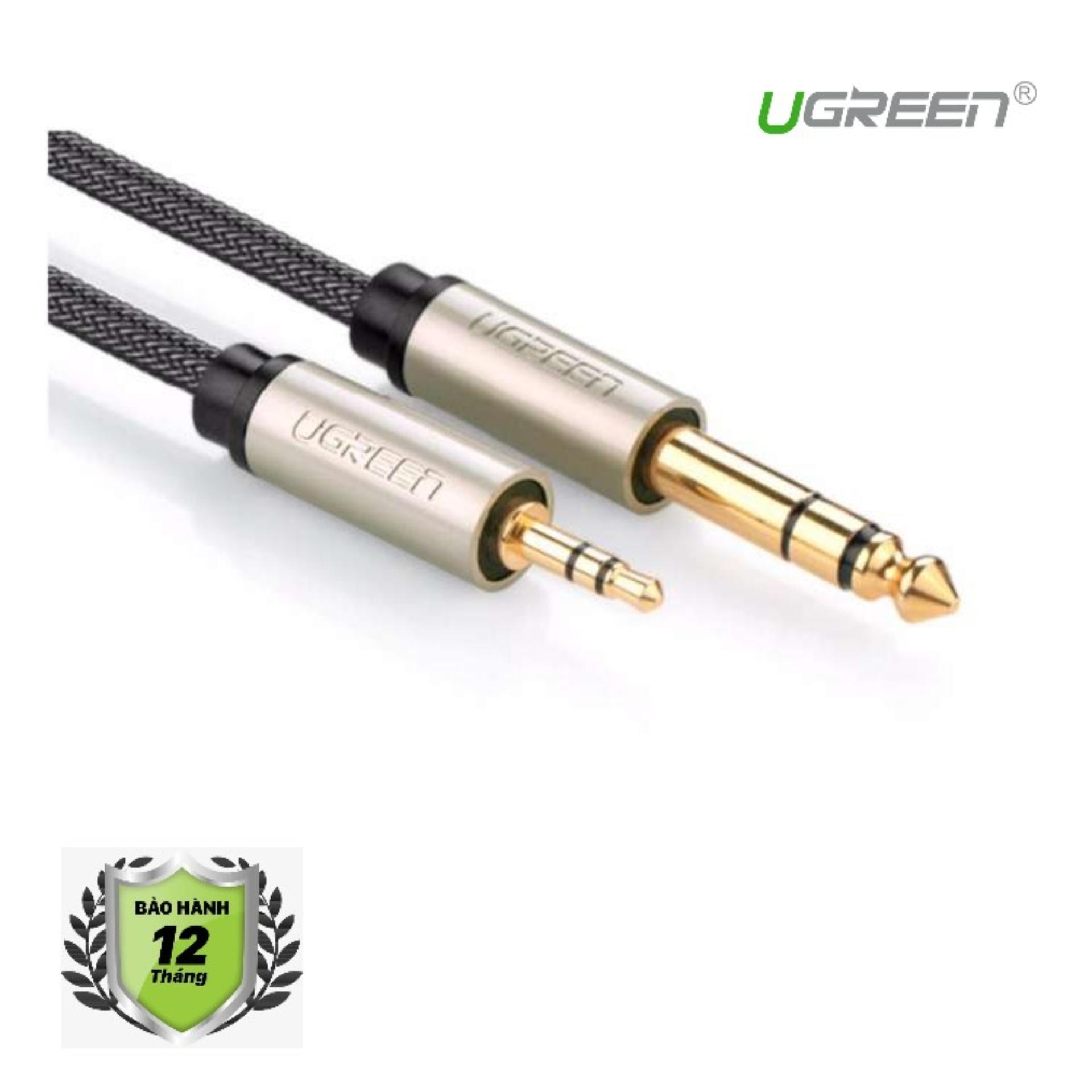 Cáp Audio 3.5mm sang 6.5mm 2M Ugreen 10628 (Đen)