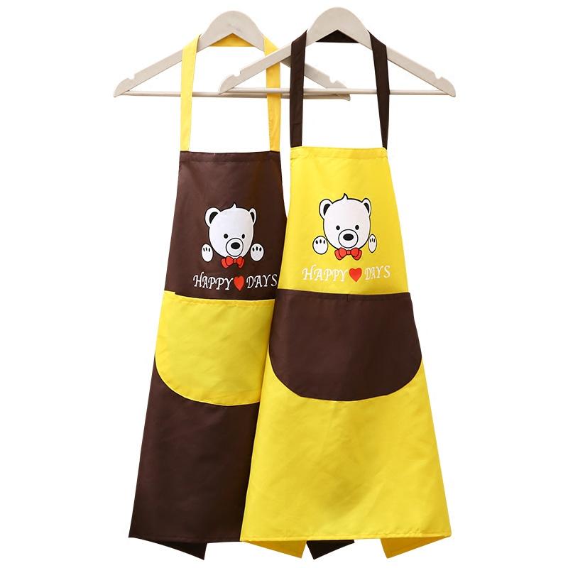 Korean Style Fashion Apron Female Cute Kitchen Apron Cooking Work Clothes Overclothes Cotton Linen Apron Waterproof Oil Resistant Apron