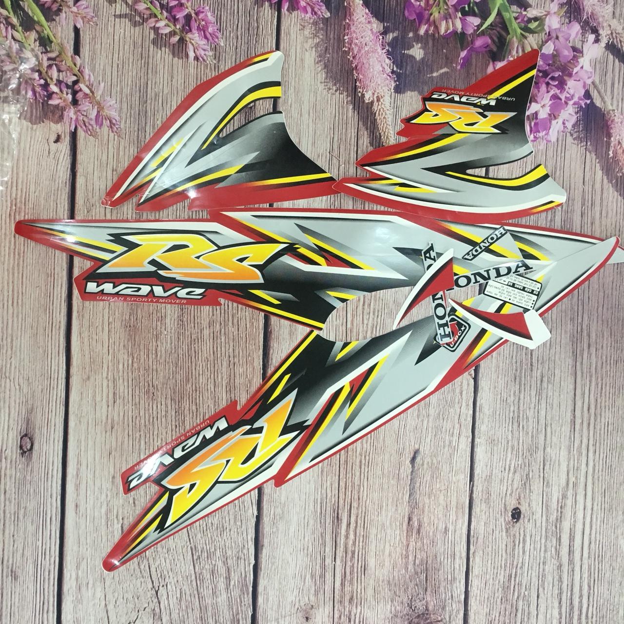 Bộ Tem  xe Wave RS- Decal xe Wave rs 2008  màu Đỏ -tem 3 lớp