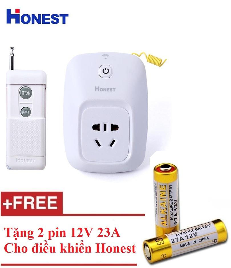 Ổ cắm điện điều khiển từ xa 1 km công suất lớn Honest HT-6805W + tặng 2 pin 12V 23A