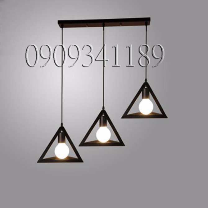 Đèn thả 3 tam giác đế thẳng - đèn thả bàn ăn