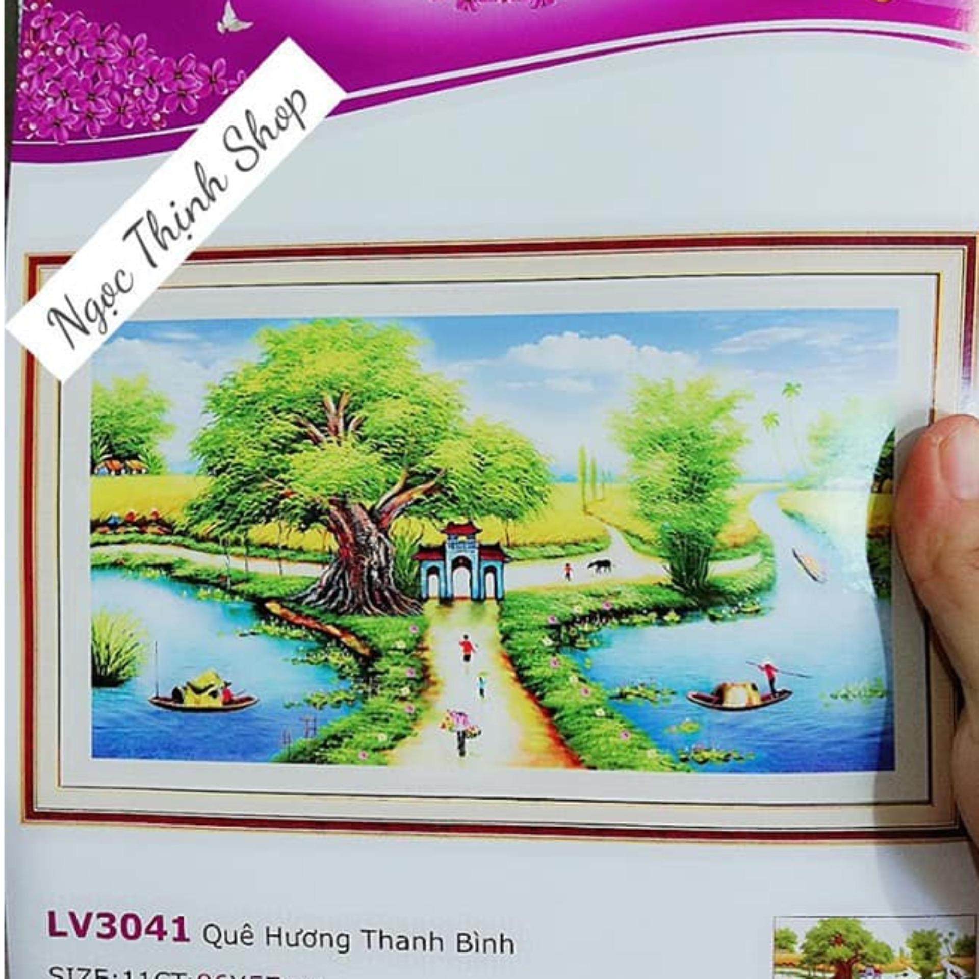 Tranh thêu chữ thập cao cấp QUÊ HƯƠNG THANH BÌNH LV3041-NgocThinhShop