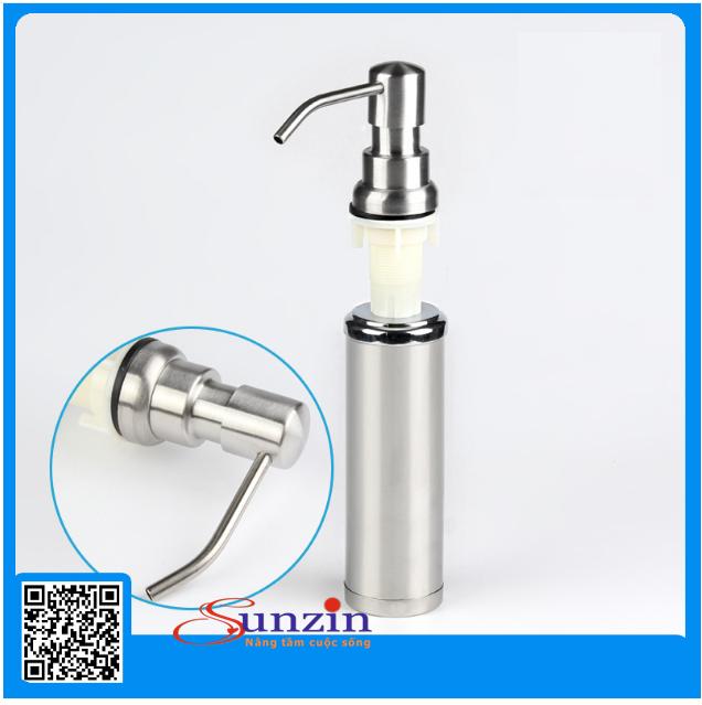 Hộp đựng nước rửa chén gắn chậu, ruột nhựa ABS, thân inox 304