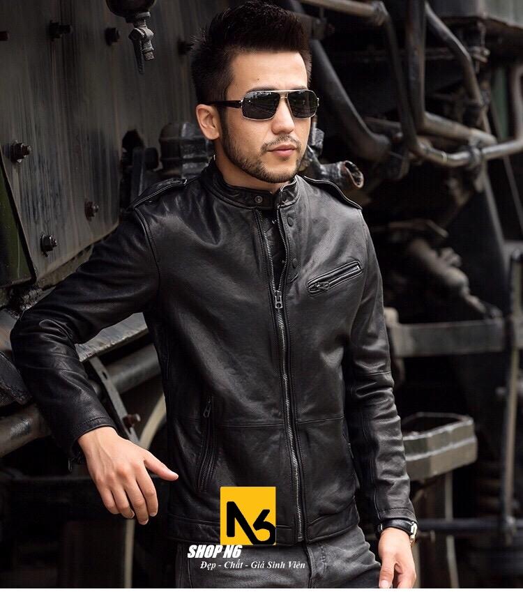 [HCM]Áo Khoác Da Nam Blacker Phối Ngực Đen Cao Cấp - DC14 (ShopN6)