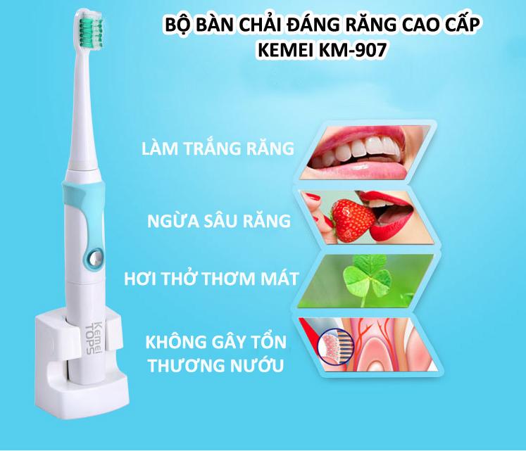 [HCM]Bàn Chải Đánh Răng Điện Kemei KM-907