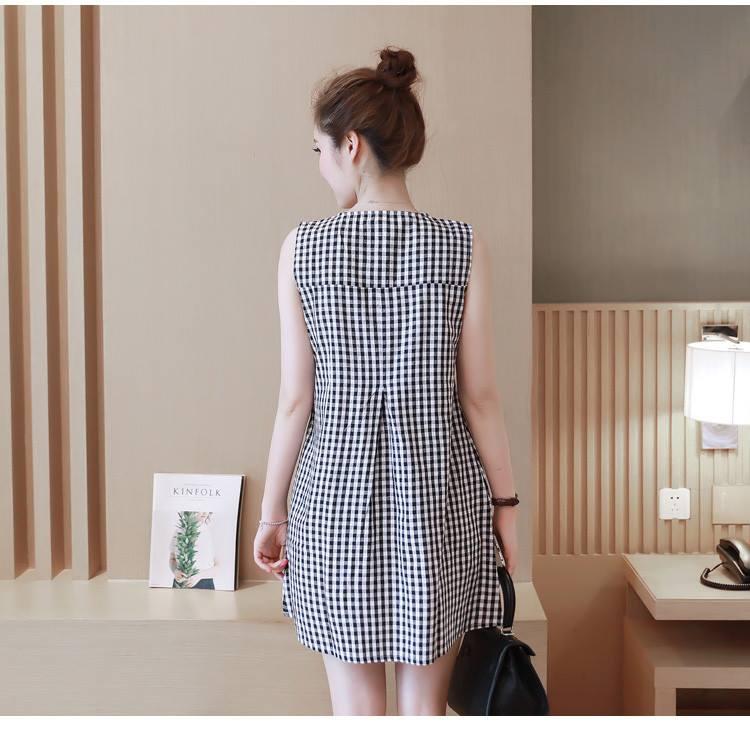 Váy Bầu Kẻ Caro Sát Nách _1244